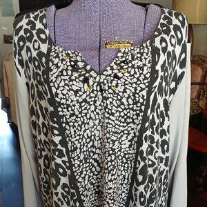 Plus Size Hearts of Palm Animal Print Beaded Tunic Size 1X